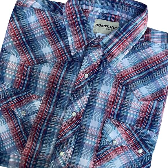 Wrangler VTG Rustler 2X Western short Sleeve Patriotic with silver accents - Picture 3 of 11